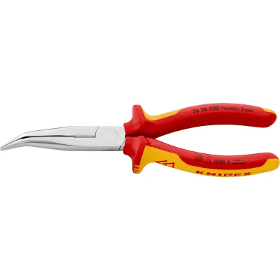 KNIPEX Flachrundzange 26 26 200 SB | 200mm | mit Schneide | VDE 1000V isoliert | 2K-Griff | verchromt