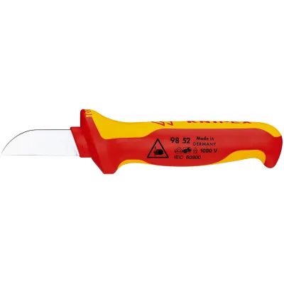 KNIPEX Kabelmesser 98 52 | VDE 1000V isoliert | 190 mm Länge | 50 mm Klinge | ergonomischer Griff | Spezialstahl
