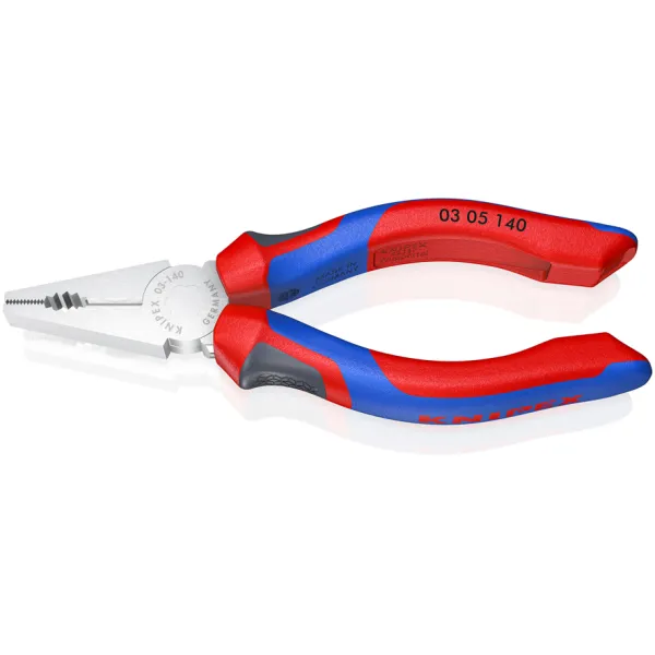KNIPEX Kombizange 03 05 140 | 140 mm | verchromt | Schneiden für harten & weichen Draht | Mehrkomponenten-Griff blau/rot