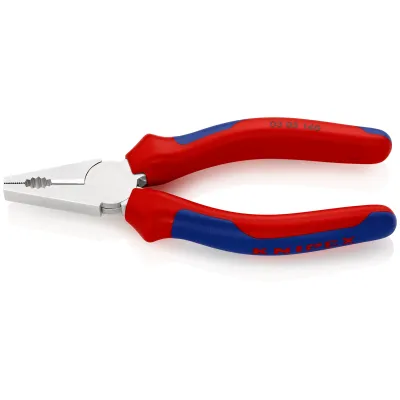 KNIPEX Kombizange 03 05 140 | 140 mm | verchromt | Schneiden für harten & weichen Draht | Mehrkomponenten-Griff blau/rot