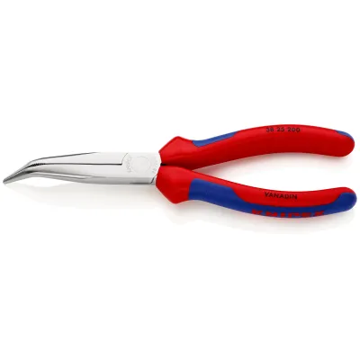 KNIPEX Mechanikerzange 38 25 200 | Telefonzange | 200 mm | gebogen | verchromt | 2-Komponenten-Griff