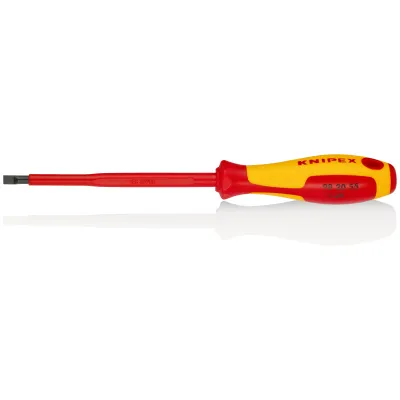 KNIPEX Schlitz-Schraubendreher 98 20 55 | 5,5x1 mm | Klingenlänge 125 mm | isoliert 1000V | 2-Komponenten-Griff | 232 mm