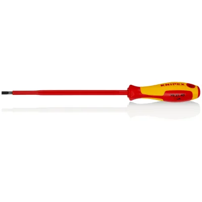 KNIPEX Schlitz-Schraubendreher 98 21 45 | 4,5x0,8 mm | VDE 1000V isoliert | 2-Komponenten-Griff | 180 mm Klinge