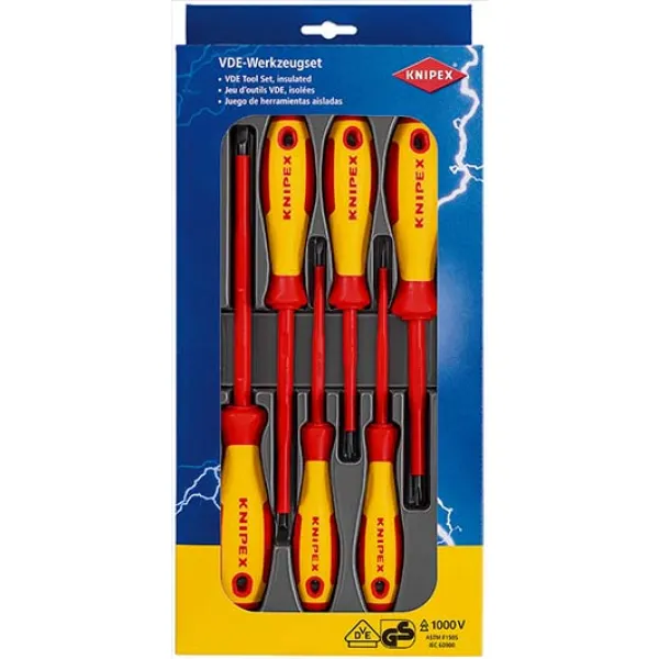 KNIPEX Schraubendreher-Set 00 20 12 V01 | VDE geprüft | 6-teilig | Schlitz & PH | isolierter Griff | rot/gelb