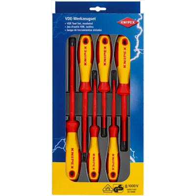 KNIPEX Schraubendreher-Set 00 20 12 V01 | VDE geprüft | 6-teilig | Schlitz & PH | isolierter Griff | rot/gelb