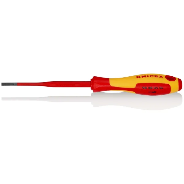 KNIPEX Schraubendreher Slim 98 20 35 SL | Schlitz 3,5x0,6 mm | 100 mm Klinge | VDE 1000V isoliert | 2K-Griff