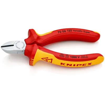 KNIPEX Seitenschneider 70 06 125 | VDE-geprüft | 1000V isoliert | verchromt | 125 mm | schlanke Kopfform