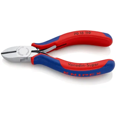 KNIPEX Seitenschneider 70 15 110 | 110 mm | verchromt | Präzisionsschneiden | schlanke Kopfform | bis Ø 3 mm | rot/blau