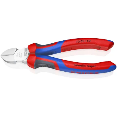 KNIPEX Seitenschneider 70 05 160 | 160 mm | verchromt | Präzisionsschneiden für Draht | Comfort-Griff | rot/blau