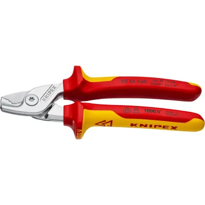KNIPEX Kabelschere 95 16 160 VDE | Stufenschneide | 160 mm | isoliert 1000 V | bis 15 mm Ø / 50 mm² | ergonomisch