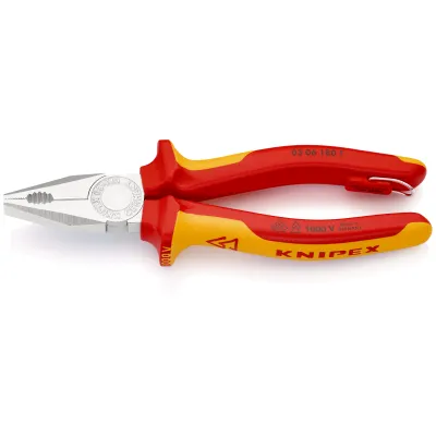 KNIPEX Kombizange 03 06 180 T | 180mm | VDE-geprüft | Befestigungsöse | für Draht & Kabel | induktiv gehärtet