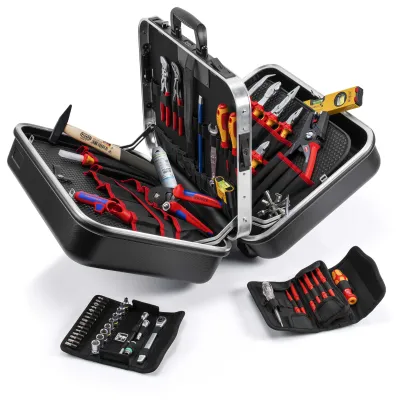 KNIPEX Werkzeugkoffer BIG Twin Elektro 00 21 42 | 63-teilig | Elektriker-Set | ABS-Kunststoff | VDE geprüft | schwarz