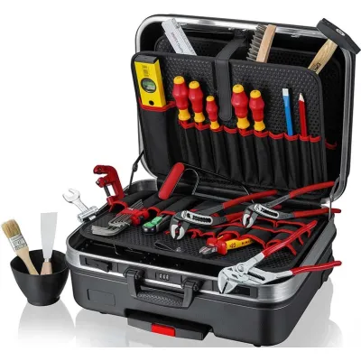 KNIPEX Werkzeugkoffer 00 21 06 HK S BIG Basic Move Sanitär | 31-teilig | mit 4 Zangen & Hammer | Trolley | ABS schwarz