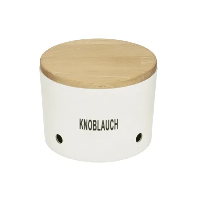 Magu Knoblauchtopf Natur-Design 135 662 | Bio-Kunststoff & Buchenholz | 15,6 cm Ø | spülmaschinengeeignet | Urban-Grau