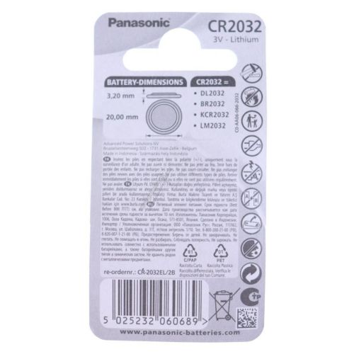 Bild: Knopfzelle CR2032L2BP für Panasonic Staubsauger CR2032L2BP 3V, 220mAh, 2er Blist