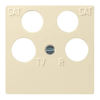 GIRA Zentralplatte 4-fach 025901 | Koaxial-Antennensteckdose System 55 | 2 SAT | Kunststoff glänzend | cremeweiß