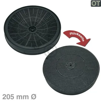 Kohlefilter Whirlpool 480122101362 205mmØ für Dunstabzugshaube