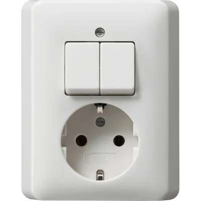 GIRA Kombination Steckdose Serienschalter 017503 | SCHUKO System 55 UP | 16A 250V | reinweiß glänzend