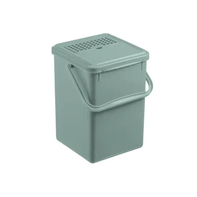 Rotho Komposteimer Bio 9L | mit Aktivkohlefilter | geruchsdicht | Tragegriff | kompakt | Kunststoff | mistletoe green