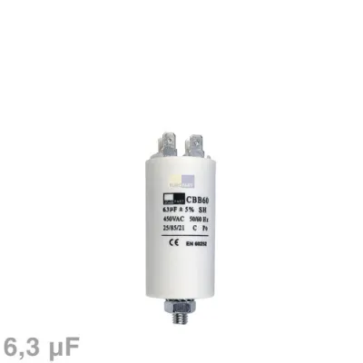 Kondensator 6,3µF 450V universal mit Steckfahnen und Befestigungsschraube CBB60