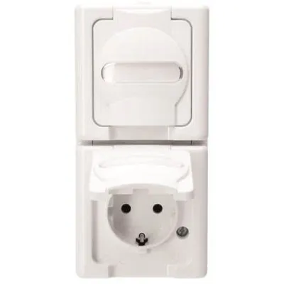 Kopp Steckdose 2-fach Aufputz 131402009 | Schuko IP44 | Klappdeckel | senkrecht | 16A 250V | arktisweiß