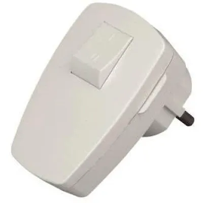 Kopp Schutzkontakt-Stecker 170402006 | Schuko Stecker mit Schalter | 16A 250V | IP20 | seitlicher Eingang | arktis-weiß