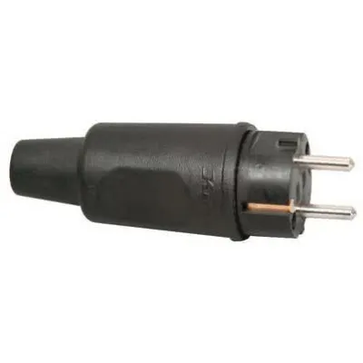 Kopp Schutzkontaktstecker 179516054 | Vollgummi | IP44 | 16A 250V | Schuko Stecker gerade | bruchfest schwarz