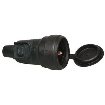 Kopp Gummi-Schutzkontakt-Kupplung 180616000 | Schuko Kupplung IP44 | verriegelbar | 16A 250V | schwarz
