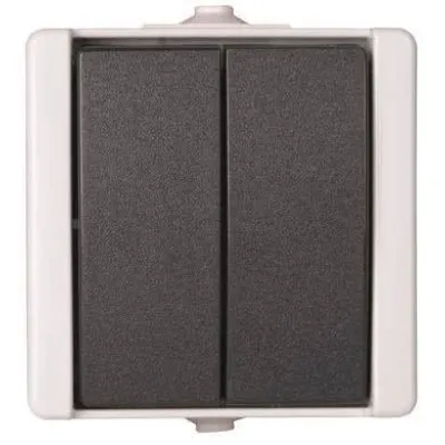 Kopp Serienschalter 540556009 | Aufputz-Feuchtraum Schalter proAQA | IP44 | 10AX 250V~ | Wippschalter | grau