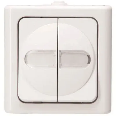 Kopp Serienschalter 560502004 | Aufputz Feuchtraum IP44 | 2-fach beleuchtet | 10AX 250V | Thermoplast | arktisweiß