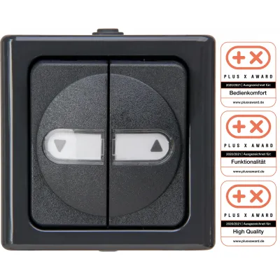 Kopp Jalousietaster 560915006 Aufputz IP44 | 2-fach Wippe | Feuchtraum geeignet | anthrazit | Kunststoff