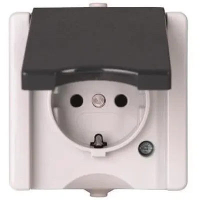 Kopp Schutzkontakt-Steckdose 947456005 | Aufputz Feuchtraum IP44 | 1-fach | Klappdeckel | 16A 250V | grau