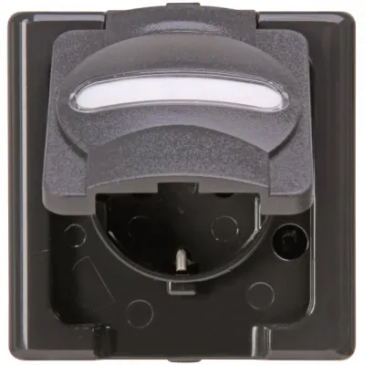 Kopp Schutzkontakt-Steckdose 103315007 | Aufputz IP44 | Feuchtraum | Klappdeckel | Beschriftung | anthrazit