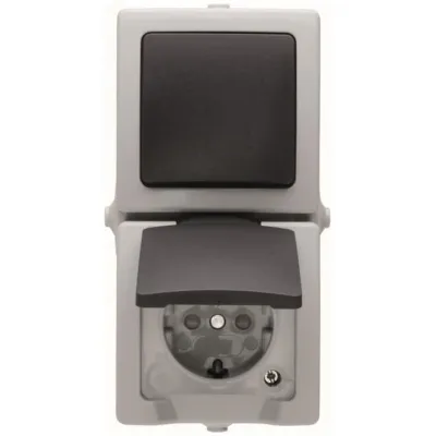 KOPP APWG Nautic Kombination 1385.5600.8 Schuko und Wechsel grau senkrecht