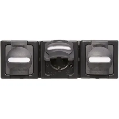 Kopp Schutzkontakt-Steckdose 3-fach 131315006 | Aufputz IP44 | Klappdeckel | fertig verdrahtet | anthrazit