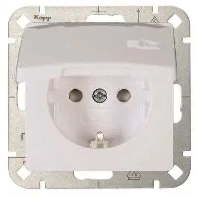 Kopp Steckdose Unterputz HK05 920802008 | Schutzkontakt Typ F | erhöhter Berührungsschutz | Klappdeckel | arktisweiß