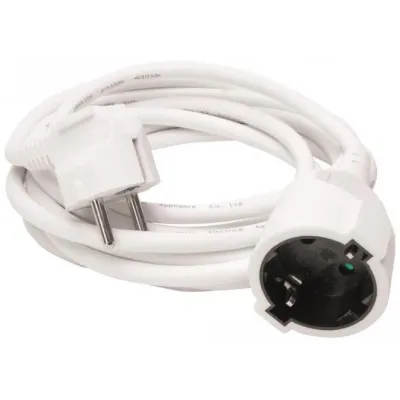 Kopp Schutzkontakt-Verlängerung 3m | 3x1,5mm² | Schuko-Stecker gewinkelt | PVC | 16A | IP20 | weiß