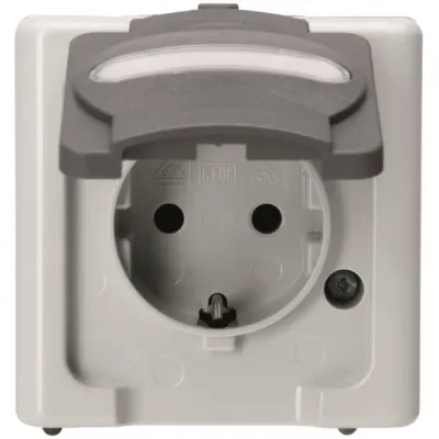 Kopp Steckdose Aufputz 103356006 | Schuko Feuchtraum IP44 | 1-fach mit Klappdeckel | grau | BLUE ELECTRIC