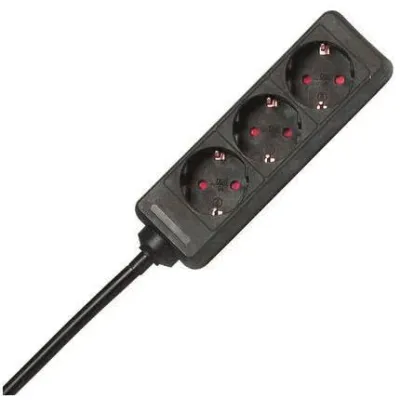 Kopp Steckdosenleiste 3-fach | Kindersicherung | 1,4m Kabel | 45° gedreht | Schwarz