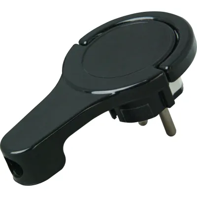 Kopp Schutzkontakt-Winkelstecker 172005030 | extraflach | 250V 16A | IP44 | Klappgriff | 1,5 mm² Kabel | schwarz