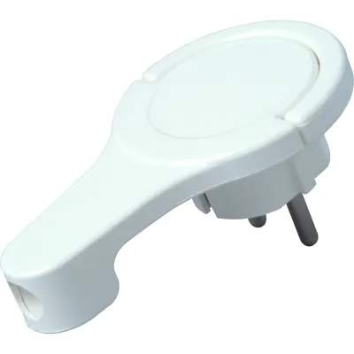 Kopp Schutzkontakt-Winkelstecker extraflach 172002037 | Schuko-Stecker 250V 16A | mit Klappgriff | Kabelschutz | weiß