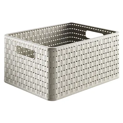 Rotho Aufbewahrungskorb Country | Rattan-Optik | BPA-frei | stapelbar | A4 | 18L | 36,8x27,8x19,1cm | cappuccino