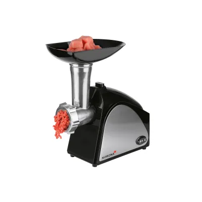 Korona Fleischwolf elektrisch 400W Edelstahl | 2 Lochscheiben | Wurstfüller | Kebbe | schwarz-edelstahl