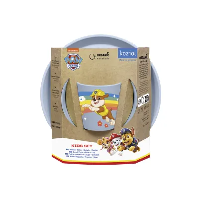 Koziol Kindergeschirr Paw Patrol Grow 3-teilig | Teller Becher Schale | robust | spülmaschinengeeignet | hellblau