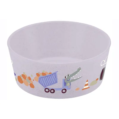 Koziol Kindergeschirr Set Trucks 3-teilig | robust & leicht | Bio-Kunststoff | spülmaschinengeeignet | organic grey