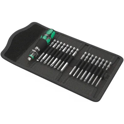 Wera Bit-Set Kraftform Kompakt 60 | 05059295001 | 17-teilig | Falttasche | 89 mm Bits | Handhalter Rapidaptor