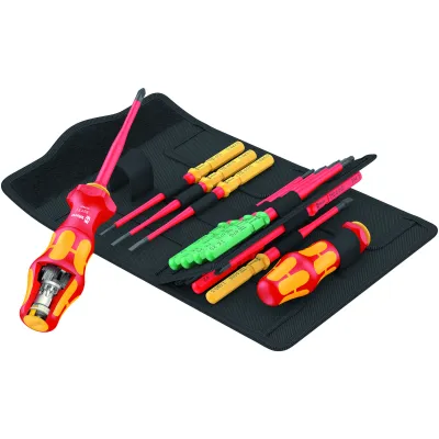 Wera Schraubendreherset Kraftform Kompakt Turbo i Imperial 16-tlg | isoliert 1000V | PH PZ TX Schlitz | Tasche