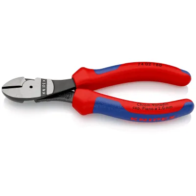 Knipex Kraft-Seitenschneider 74 02 160 | 160 mm | Hochleistungsstahl | induktiv gehärtete Präzisionsschneiden | Rot/Blau