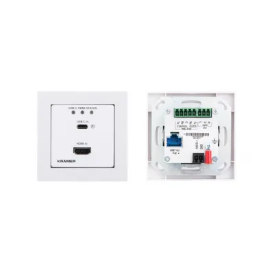 Kramer Frontblendensatz WP-20CT/EU-80/86(W) | 2x1 HDBaseT Umschalter | 4K HDMI USB-C | Unterputz | Weiß