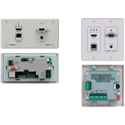 Kramer Wandanschlussfeld WP-20/EU(W)-80 | 4K HDBaseT Transmitter | HDMI/VGA Umschalter | PoE | Audio Embedding | weiß